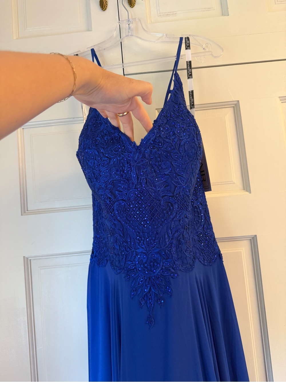 Royal Blue Beaded Lace Evening Dress